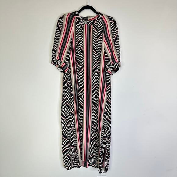 Anthropologie Mckenzie Mock Neck Tunic Midi Dress women’s Large Short Sleeves - Picture 2 of 8